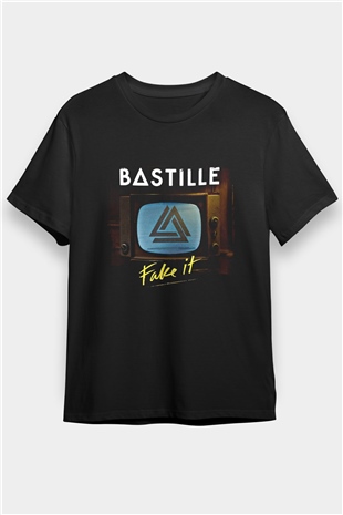 Bastille Baskılı Unisex Siyah Tişört