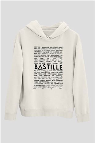 Bastille Beyaz Unisex Kapşonlu Sweatshirt
