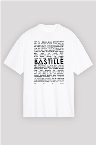 Bastille Beyaz Unisex Oversize Tişört T-Shirt