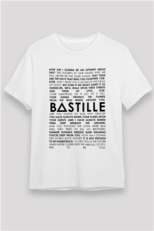 Bastille Beyaz Unisex Tişört T-Shirt - TişörtFabrikası