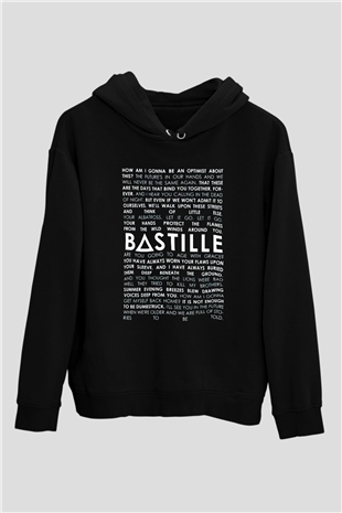 Bastille Siyah Unisex Kapüşonlu Sweatshirt