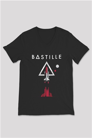Bastille Siyah Unisex V Yaka Tişört T-Shirt