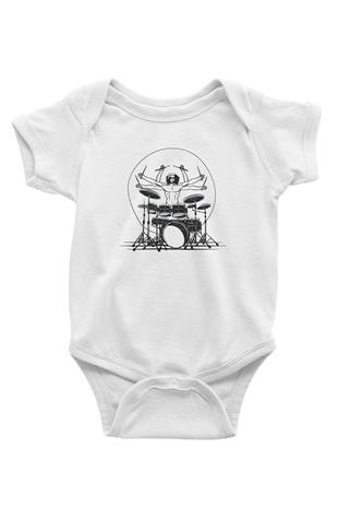 Bateri Baskılı Beyaz Unisex Bebek Body - Zıbın