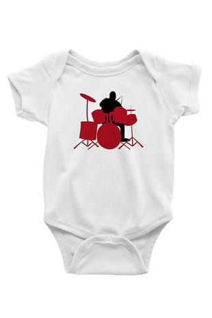 Bateri Baskılı Beyaz Unisex Bebek Body - Zıbın
