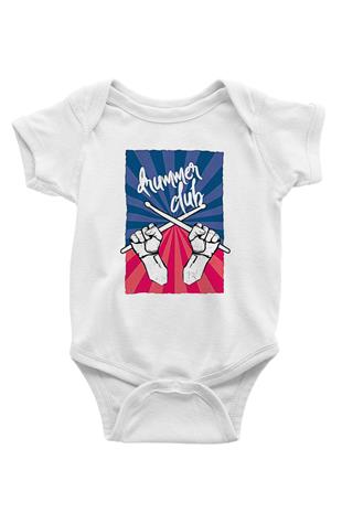 Bateri Baskılı Beyaz Unisex Bebek Body - Zıbın