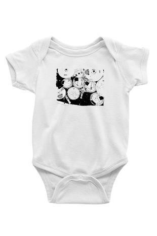 Bateri Baskılı Beyaz Unisex Bebek Body - Zıbın