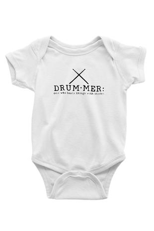 Bateri Baskılı Beyaz Unisex Bebek Body - Zıbın