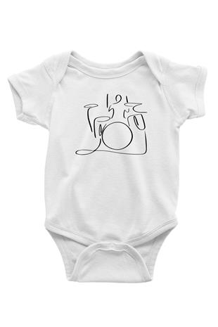 Bateri Baskılı Beyaz Unisex Bebek Body - Zıbın