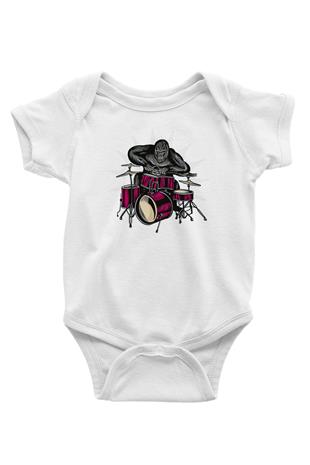 Bateri Baskılı Beyaz Unisex Bebek Body - Zıbın