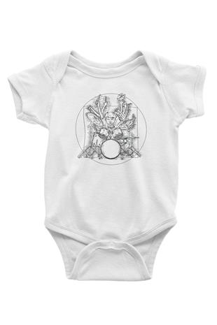 Bateri Baskılı Beyaz Unisex Bebek Body - Zıbın