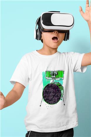 Bateri Baskılı Beyaz Unisex Beyaz Çocuk Tişört - Tshirt
