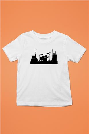 Bateri Baskılı Beyaz Unisex Beyaz Çocuk Tişört - Tshirt