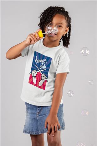 Bateri Baskılı Beyaz Unisex Beyaz Çocuk Tişört - Tshirt