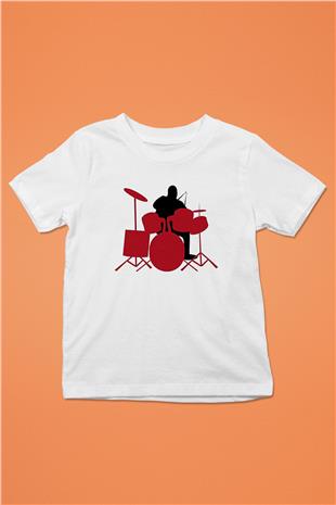 Bateri Baskılı Beyaz Unisex Beyaz Çocuk Tişört - Tshirt