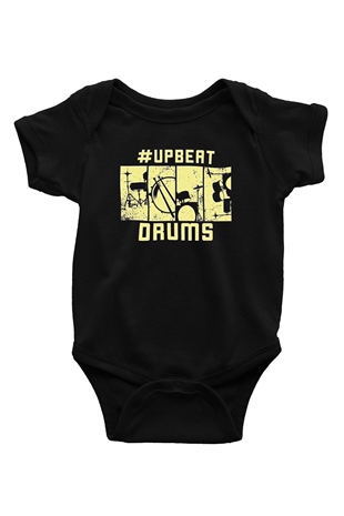 Bateri Baskılı Unisex Siyah Bebek Body - Zıbın