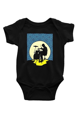Bateri Baskılı Unisex Siyah Bebek Body - Zıbın