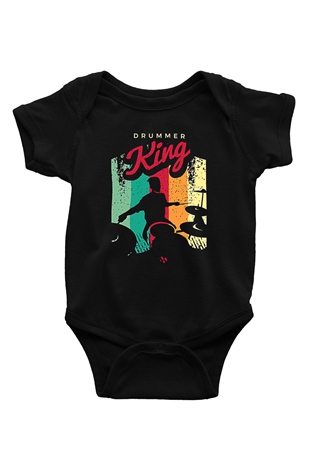Bateri Baskılı Unisex Siyah Bebek Body - Zıbın