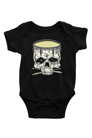 Bateri Baskılı Unisex Siyah Bebek Body - Zıbın