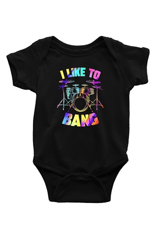 Bateri Baskılı Unisex Siyah Bebek Body - Zıbın