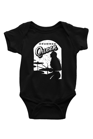 Bateri Baskılı Unisex Siyah Bebek Body - Zıbın