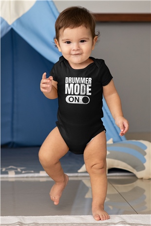 Bateri Baskılı Unisex Siyah Bebek Body - Zıbın