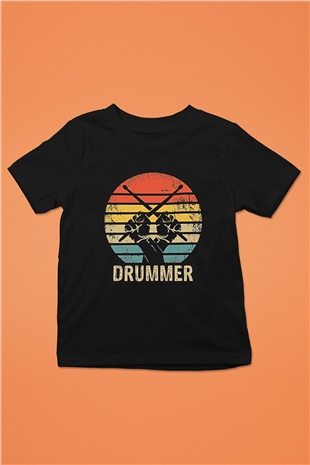 Bateri Baskılı Unisex Siyah Çocuk Tişört - Tshirt