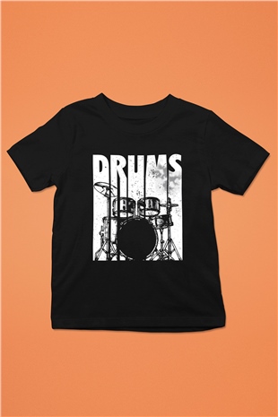 Bateri Baskılı Unisex Siyah Çocuk Tişört - Tshirt
