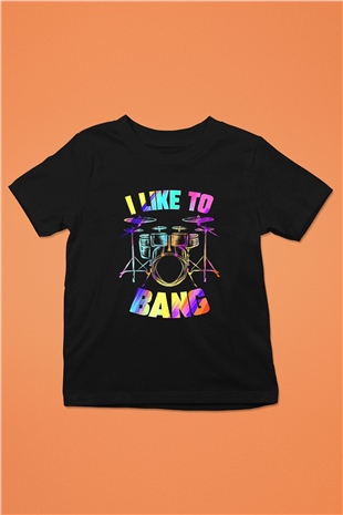 Bateri Baskılı Unisex Siyah Çocuk Tişört - Tshirt