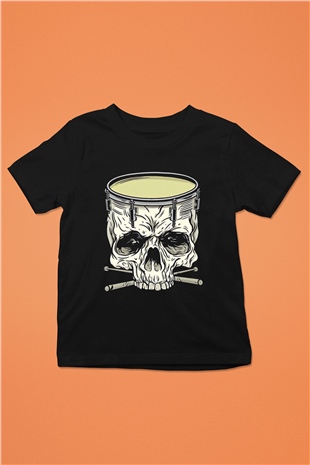 Bateri Baskılı Unisex Siyah Çocuk Tişört - Tshirt