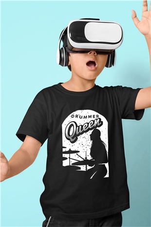 Bateri Baskılı Unisex Siyah Çocuk Tişört - Tshirt