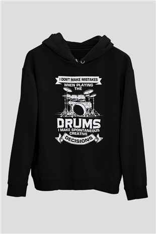 Bateri Baskılı Unisex Siyah Hoodie
