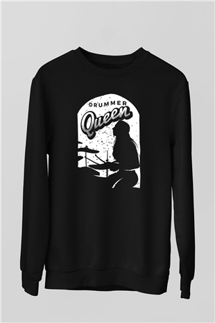 Bateri Baskılı Unisex Siyah Sweatshirt