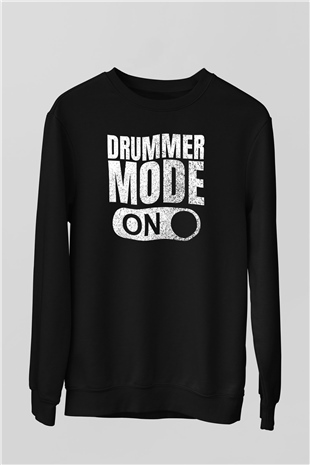 Bateri Baskılı Unisex Siyah Sweatshirt