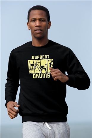 Bateri Baskılı Unisex Siyah Sweatshirt