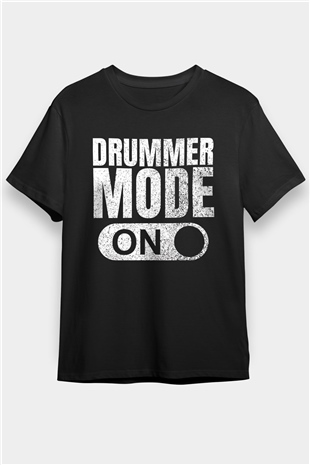 Bateri Baskılı Unisex Siyah Tişört - Tshirt