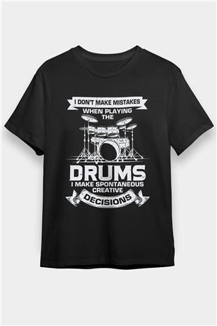 Bateri Baskılı Unisex Siyah Tişört - Tshirt