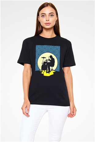 Bateri Baskılı Unisex Siyah Tişört - Tshirt