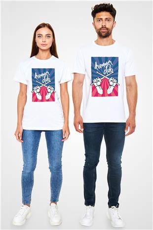 Bateri Unisex Baskılı Beyaz Tişört - Tshirt