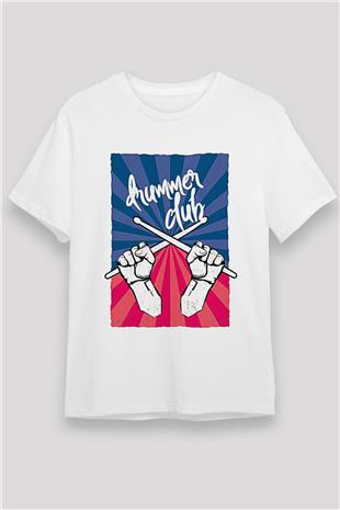 Bateri Unisex Baskılı Beyaz Tişört - Tshirt