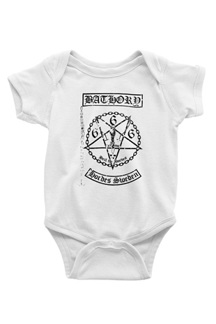 Bathory Baskılı Beyaz Unisex Bebek Body - Zıbın