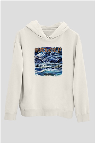 Bathory Baskılı Unisex Beyaz Hoodie