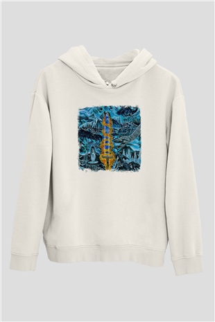 Bathory Baskılı Unisex Beyaz Hoodie