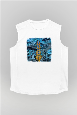 Bathory Baskılı Unisex Beyaz Kolsuz Tişört
