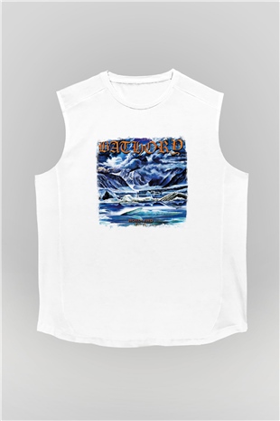 Bathory Baskılı Unisex Beyaz Kolsuz Tişört