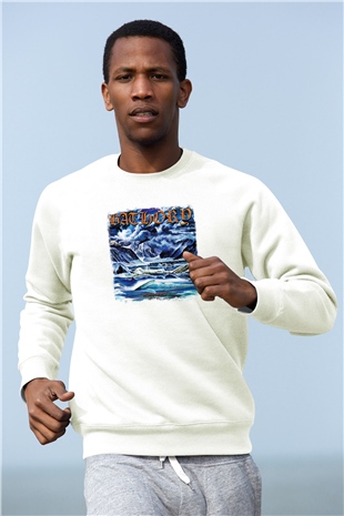 Bathory Baskılı Unisex Beyaz Sweatshirt