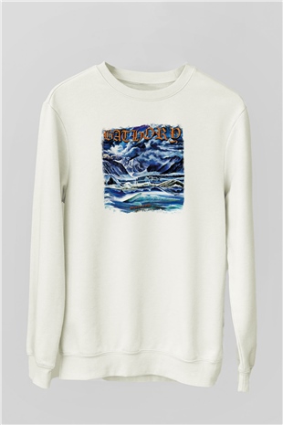 Bathory Baskılı Unisex Beyaz Sweatshirt