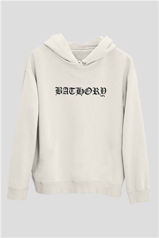 Bathory Beyaz Unisex Kapüşonlu Sweatshirt
