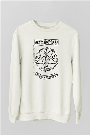 Bathory Beyaz Unisex Sweatshirt