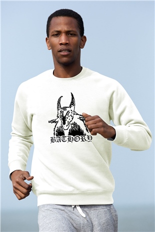 Bathory Beyaz Unisex Sweatshirt