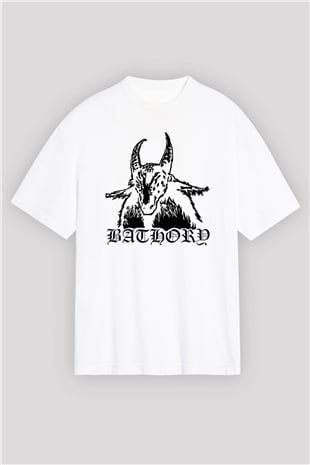 Bathory Beyaz Oversize Tişört Oversize T-shirt - TişörtFabrikası